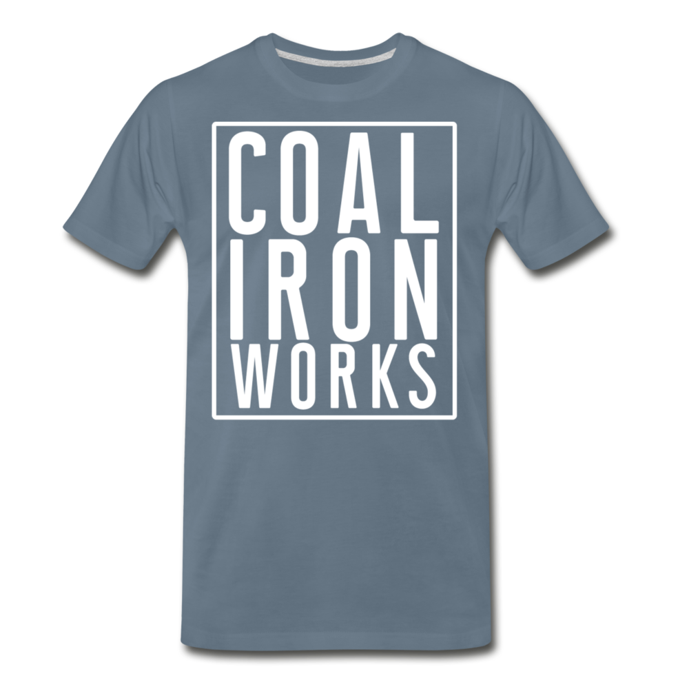 Men's Premium CIW White Logo T-Shirt - steel blue