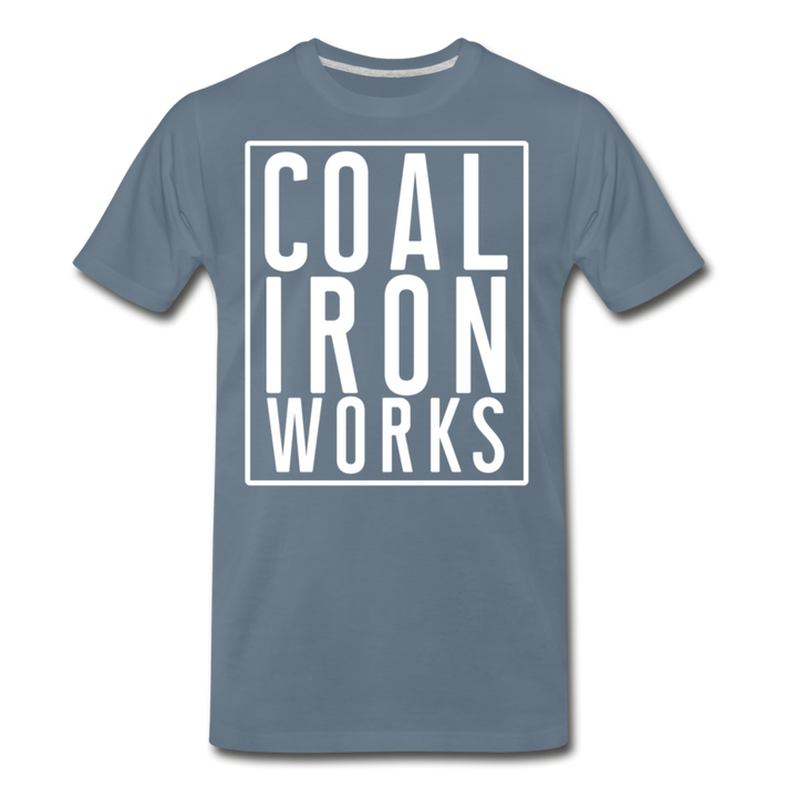 Men's Premium CIW White Logo T-Shirt - steel blue